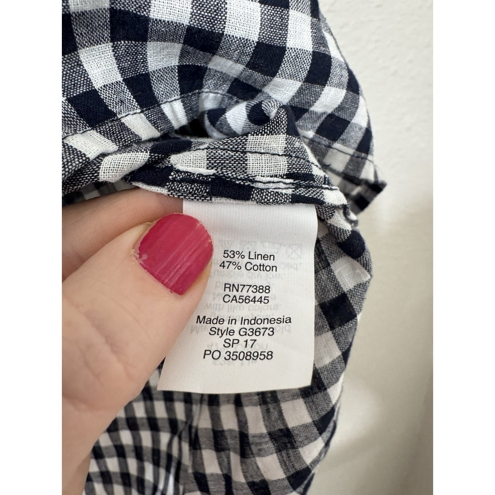 J Crew Linen Cotton Plaid Womens Top M Summer Classic Designer New - Picture 6 of 9